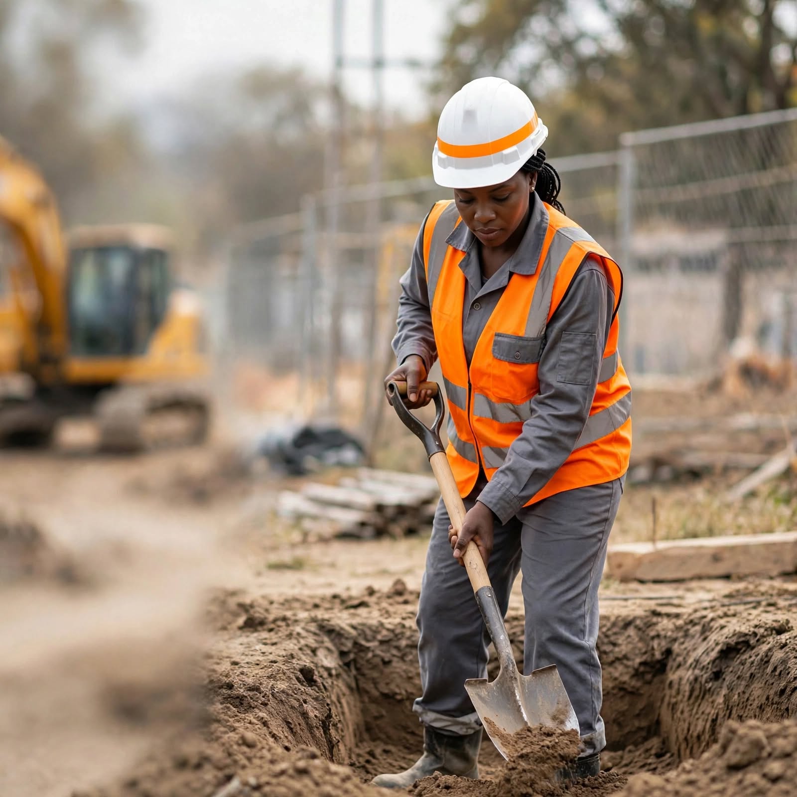 Construction professional working on site